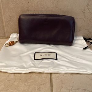 Gucci Long Purple Zip Around Wallet